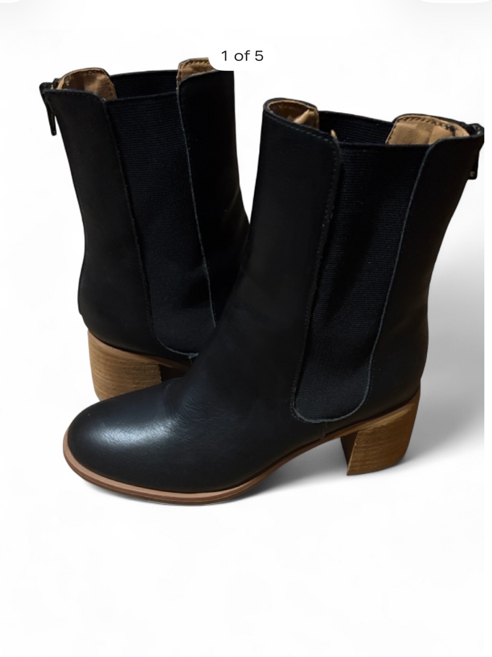 Oasis Society Black Heeled Chelsea Boots with Block Heel Sz 7.5